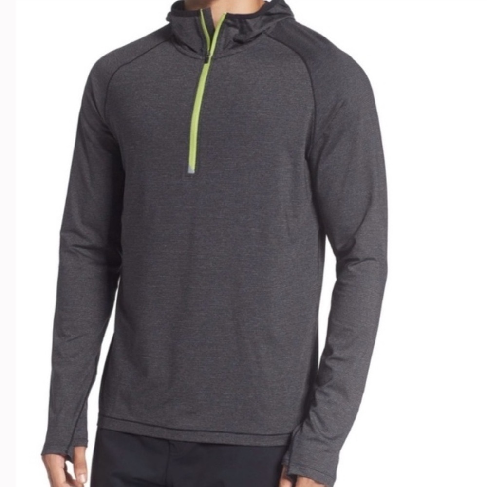 Prana Quarter Zip Breaker charcoal Gray Hooded sweatshirt